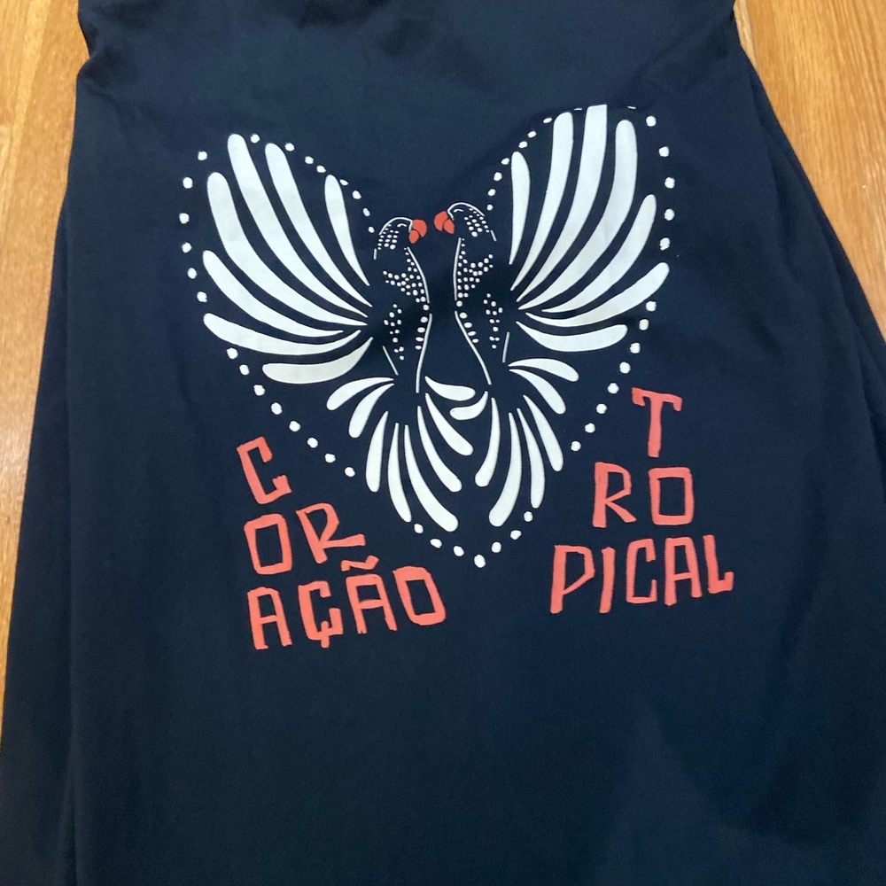 FARM Rio Black Midi Dress with White & Orange Butterfly Graphic - Picture 5 of 7